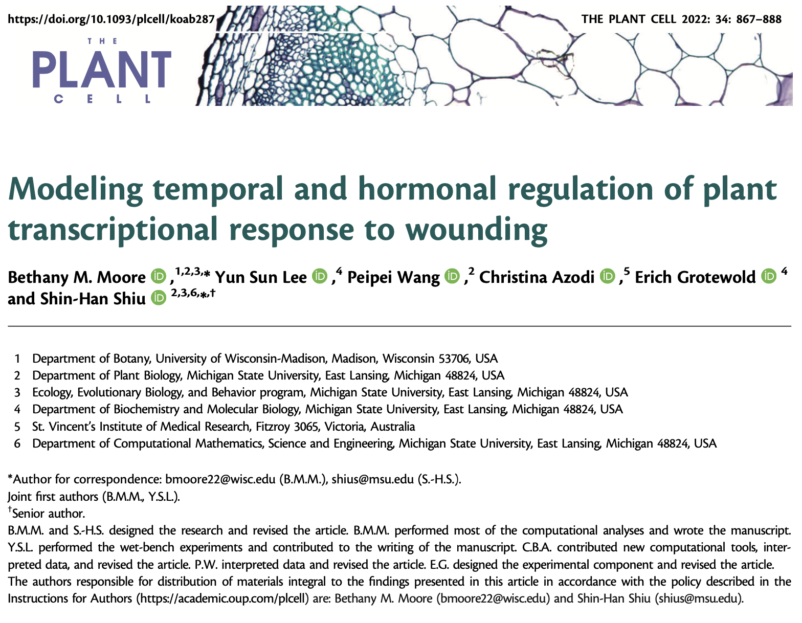 Modeling temporal and hormonal regulation of plant transcriptional response to wounding